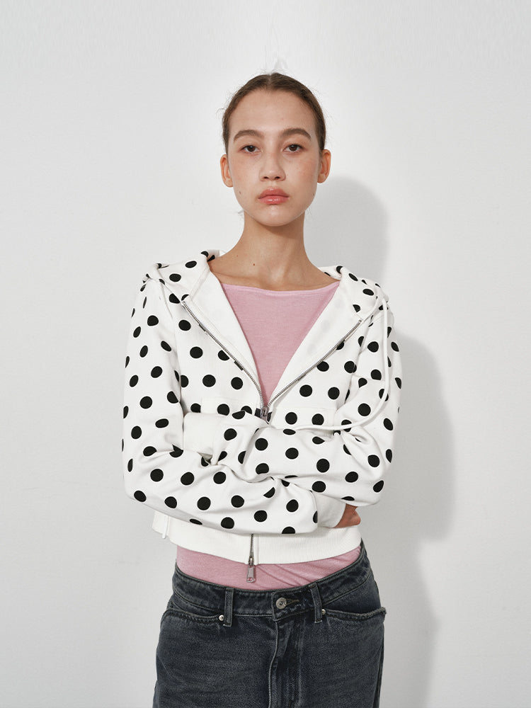 Dot hooded sweatshirt jacket