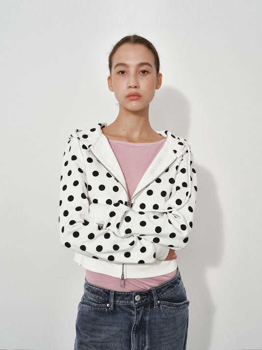 Dot hooded sweatshirt jacket