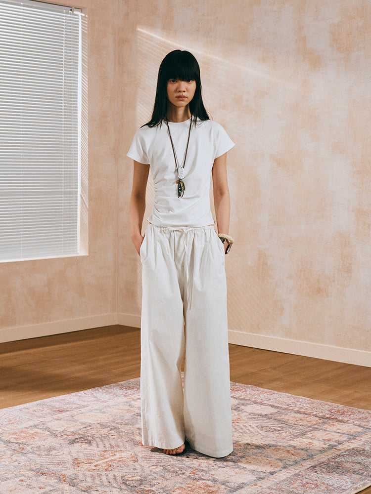 White casual cotton pants