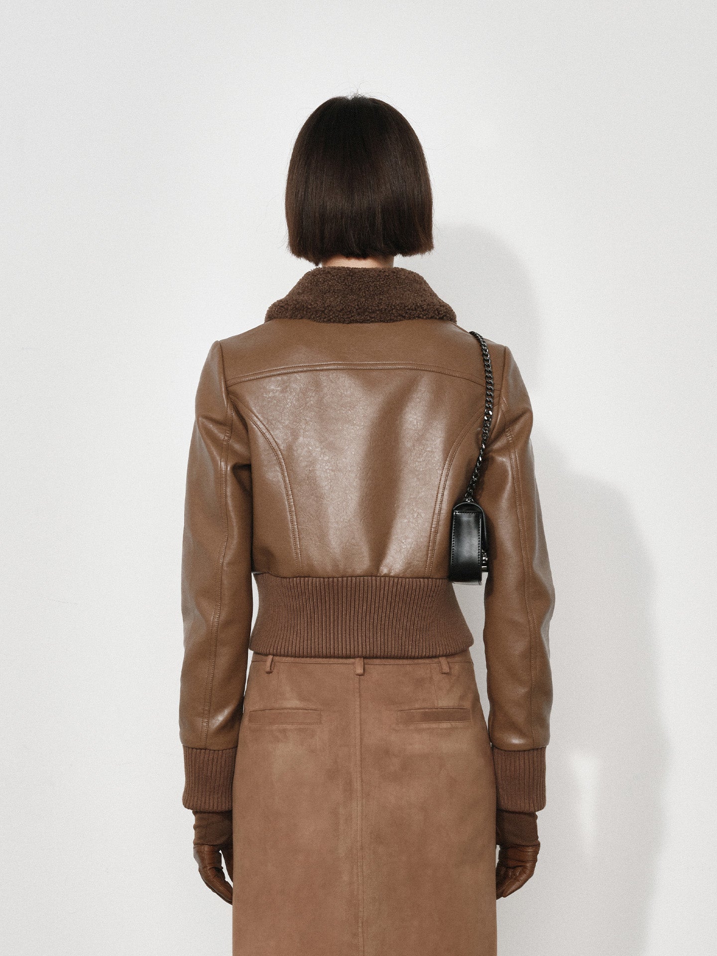 Short Lapel Leather Jacket