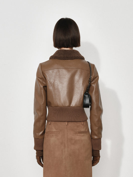 Short Lapel Leather Jacket