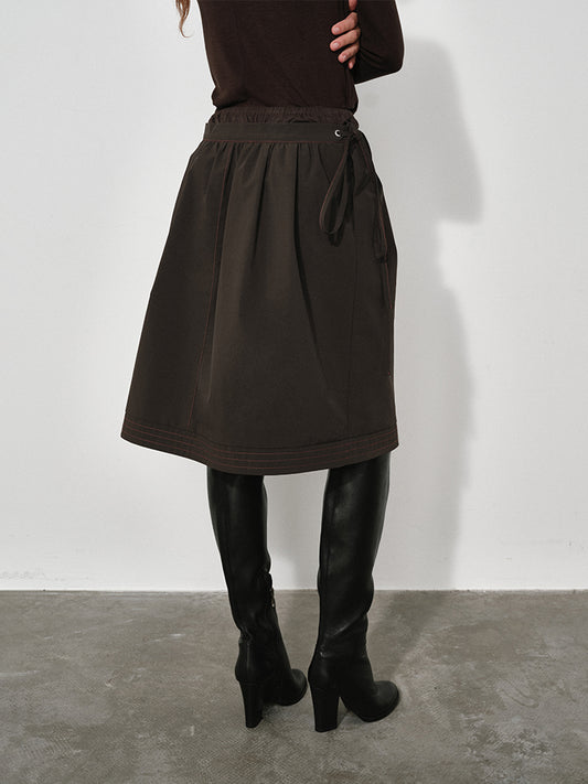 Double-Waistband Midi Skirt