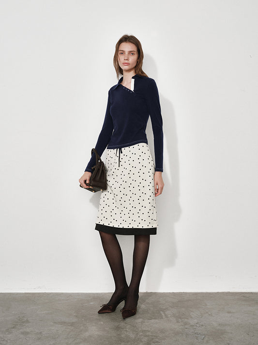 Slanted Polo Neck Long Sleeve Tee