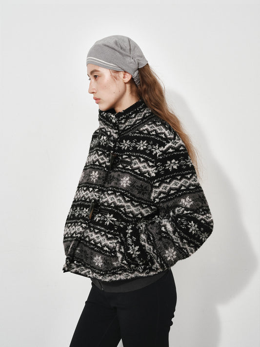 Fair Isle Fleece Short Jacket