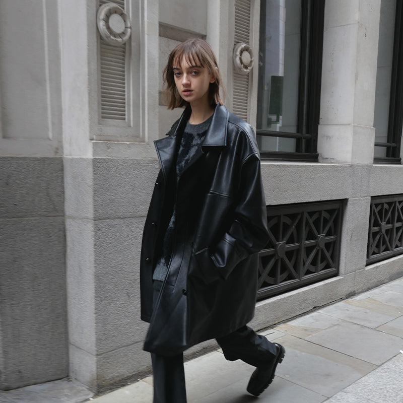 NUTH Black Leather Coat