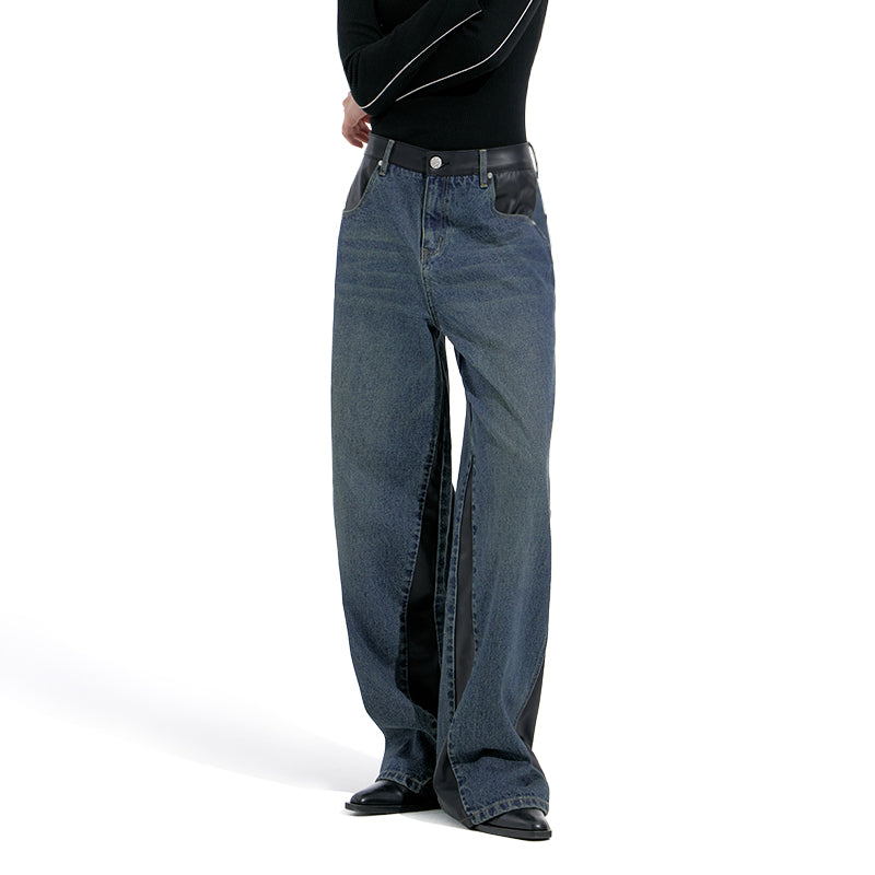 NUTH “Tear the Darkness” Vintage Blue Denim Splicing Jeans – nuth