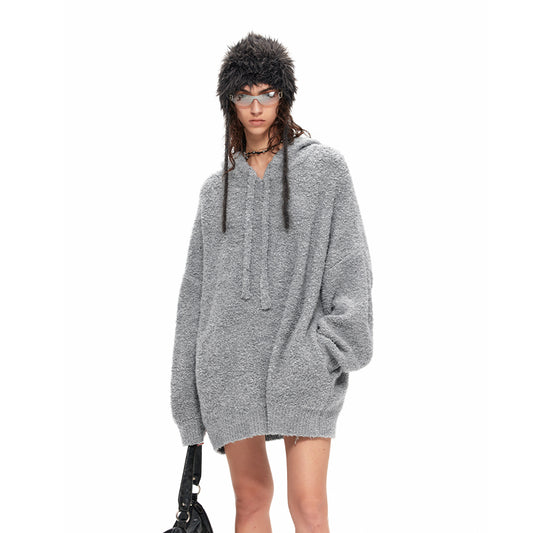 NUHT “Lazy Holiday” Oversize Hooded Sweater(Grey)