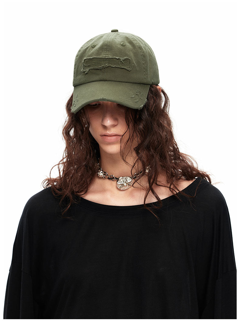 NUTH “Destroyed Hat” Embroidered Distressed Cap（Gray/Green）