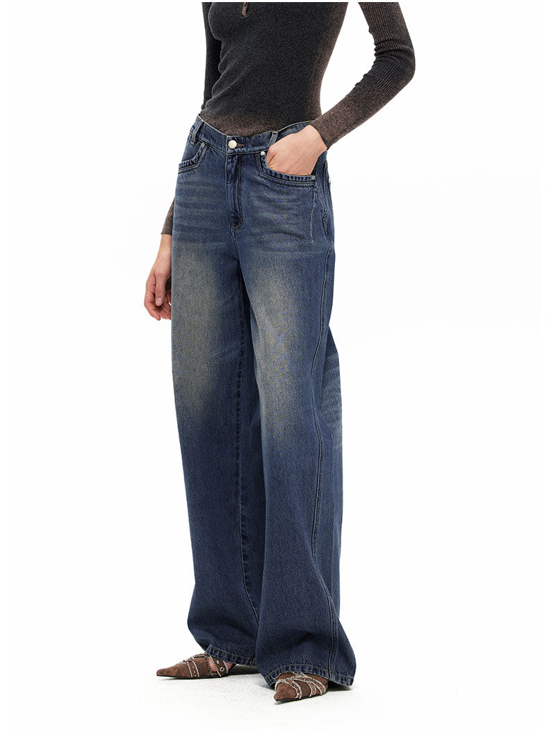 NUTH Blue Washed Straight-Leg Jeans