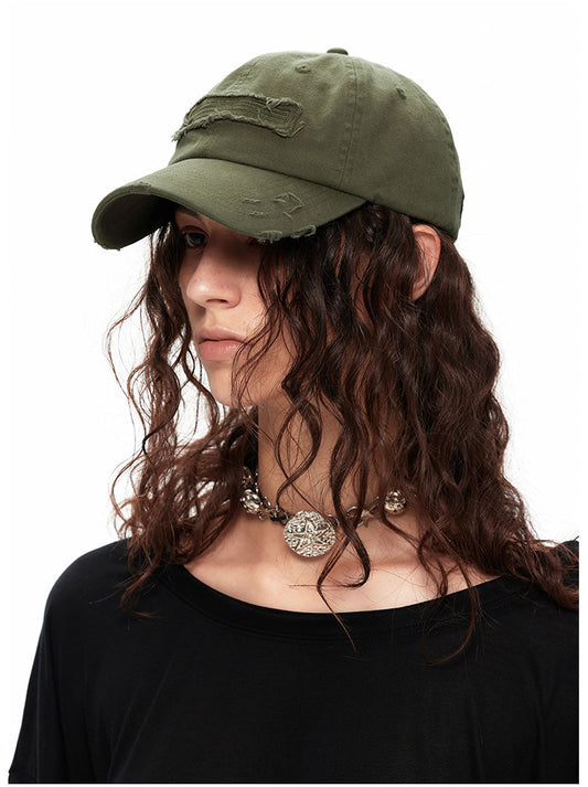 NUTH “Destroyed Hat” Embroidered Distressed Cap（Gray/Green）