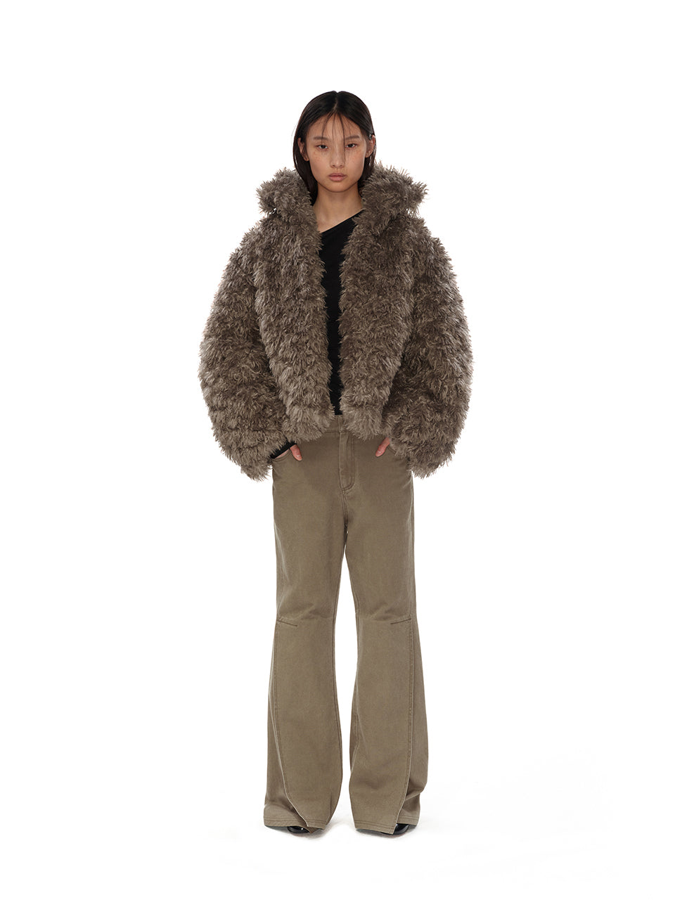 Mid-length curly fur coat