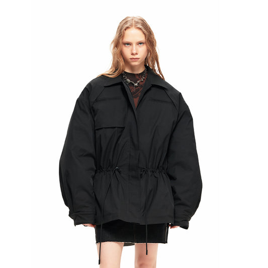 NUHT “Umbrella” Designer Silhouette Cotton-Padded Jacket(Black)