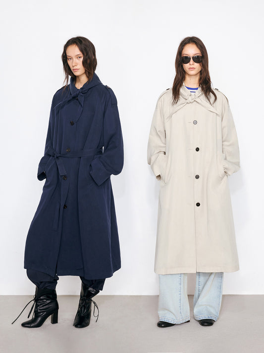 Trench Coat with Sailor Collar