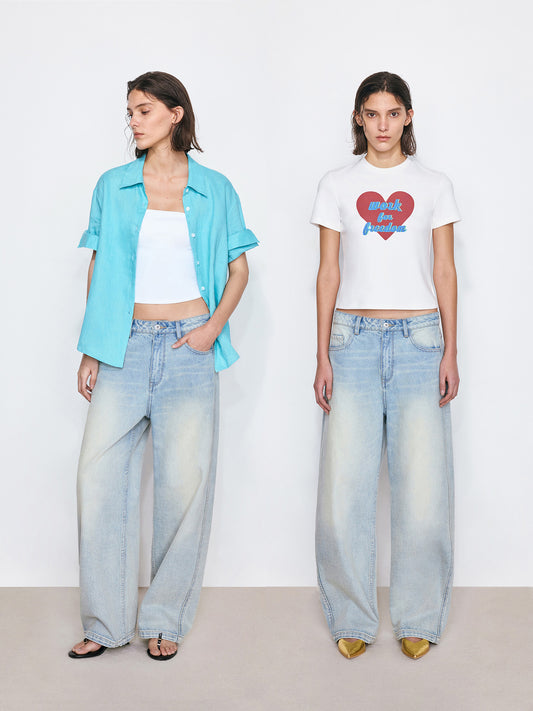 Light Wash Curved Cut Jeans