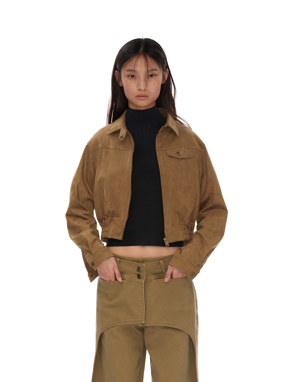 Suede-like short jacket