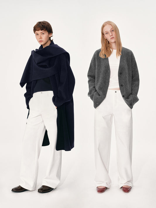 Loose-Fit Pants with Lace Trim