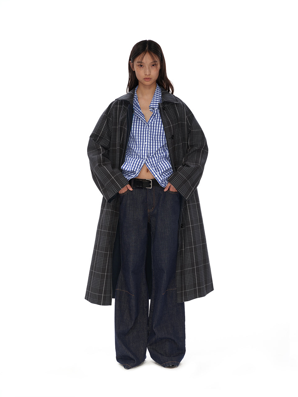 Reversible plaid coat