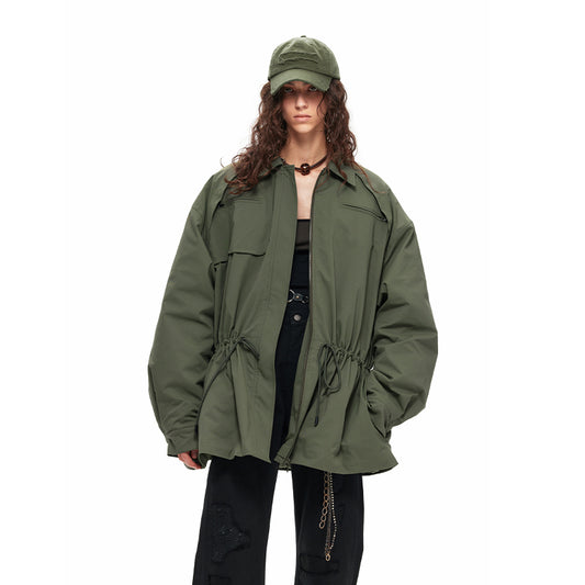 NUHT “Umbrella” Designer Silhouette Cotton-Padded Jacket(Green)