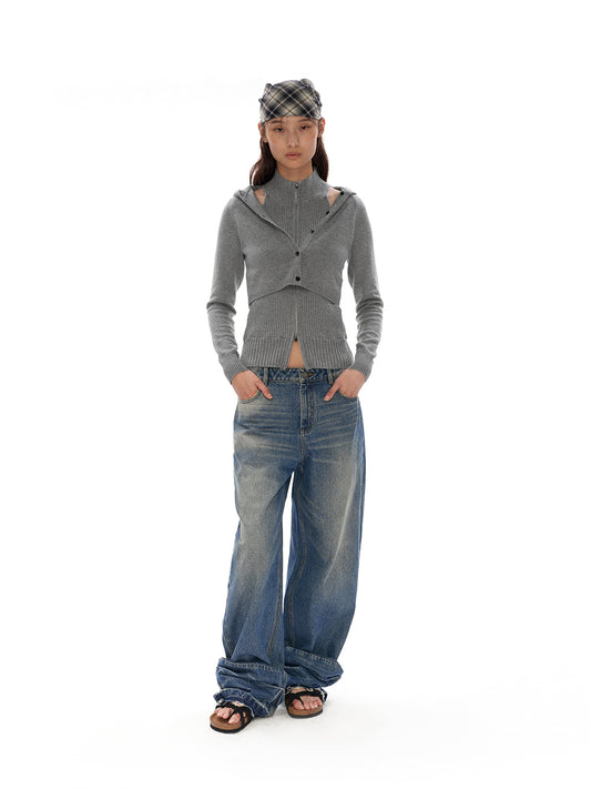 Retro jeans with pleated hems