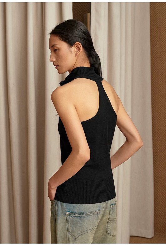 NUTH Multi-wear slim long-sleeved knitted shawl double-head zipper vest two-piece suit for women