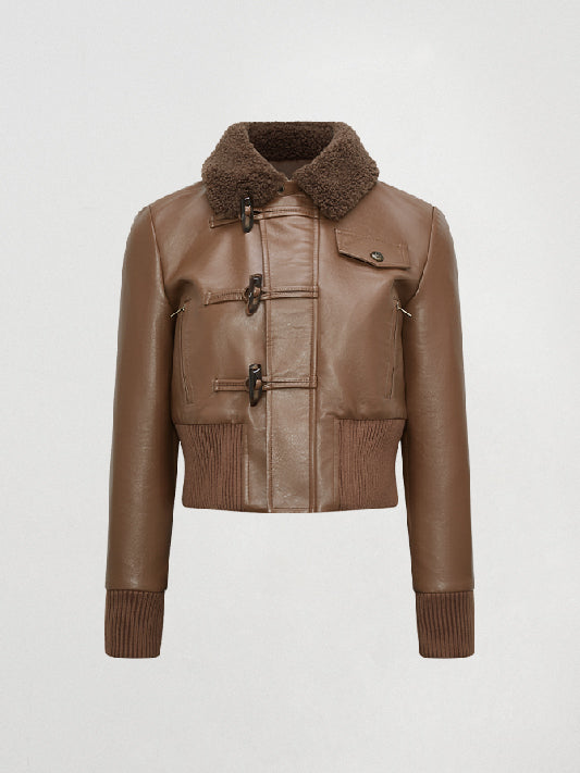 Short Lapel Leather Jacket