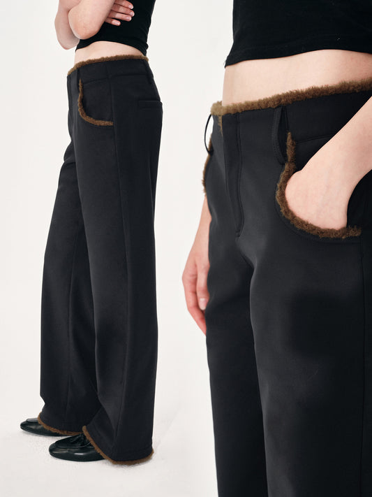 Nylon and Faux Fur Paneled Trousers