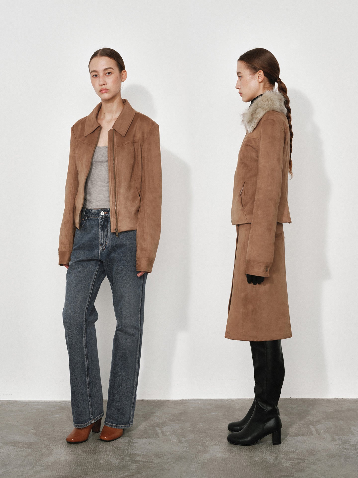 Slim-Fit Faux Suede Jacket