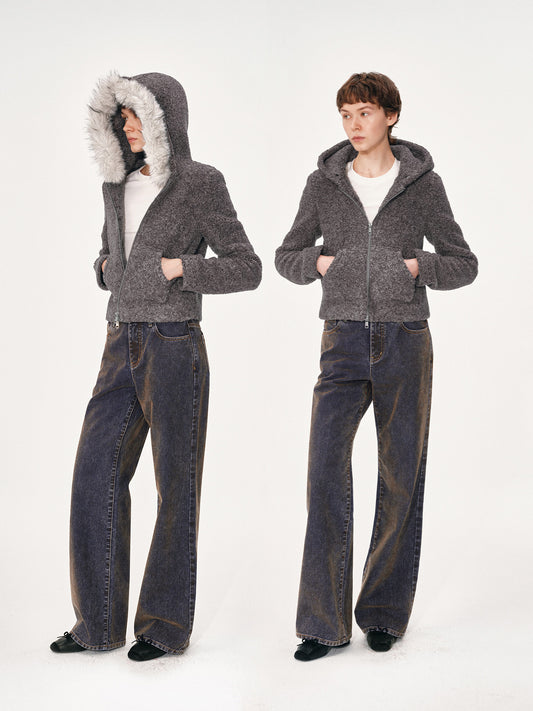 Polar Fleece Hooded Sweatshirt Jacket