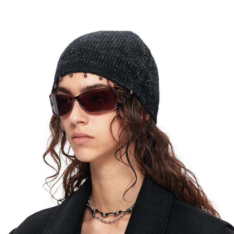 NUHT “Jumping Silver” Beading Knitted Hat(Black&Grey)