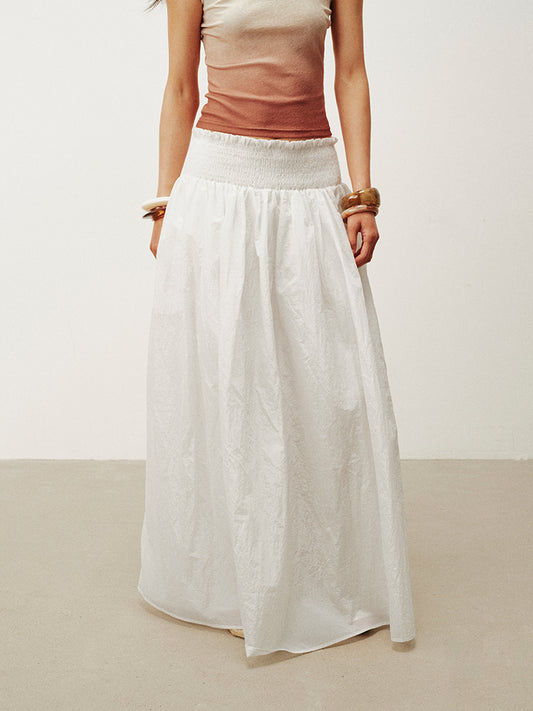 Stretch waist long skirt