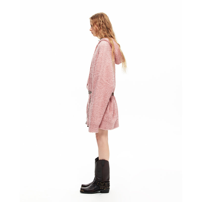 NUHT “Lazy Holiday” Oversize Hooded Sweater(Pink)