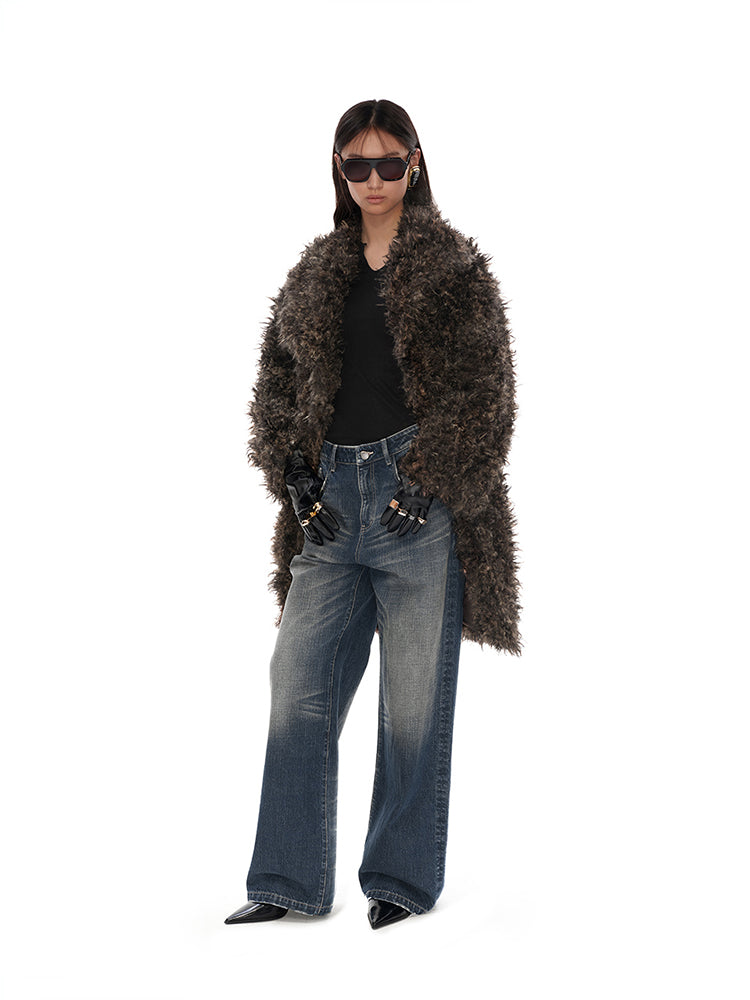 Large-lapel fur coat