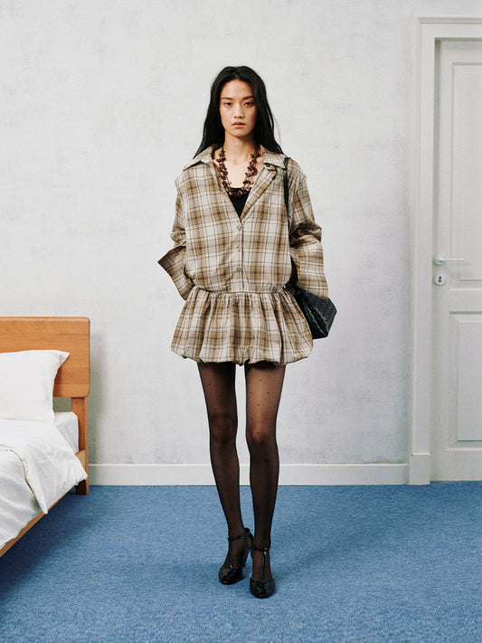 Check Shirt Minidress&Mini Shorts
