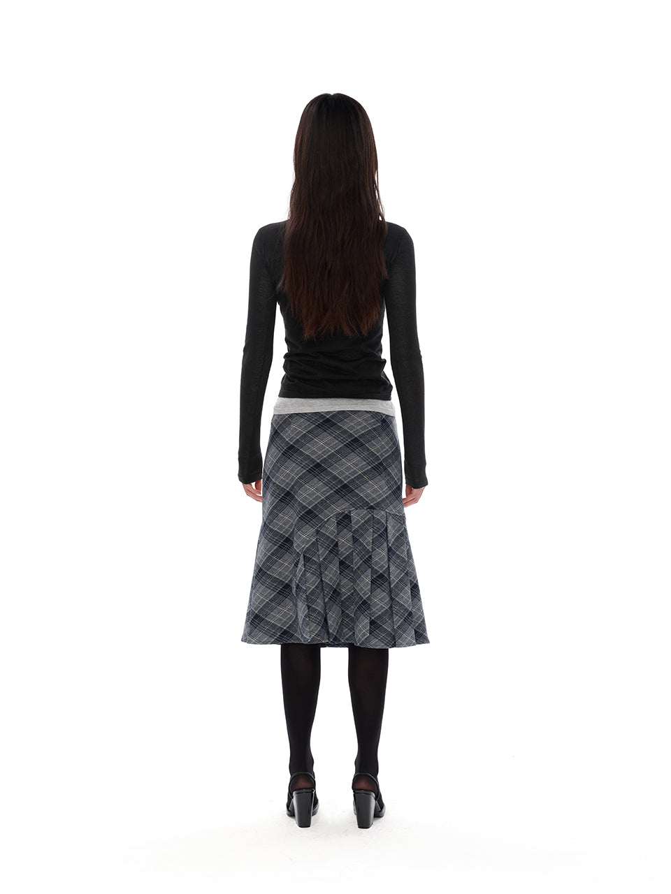 Plaid mid-length skirt