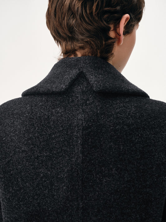 Overlapping Placket Structured Wool Coat