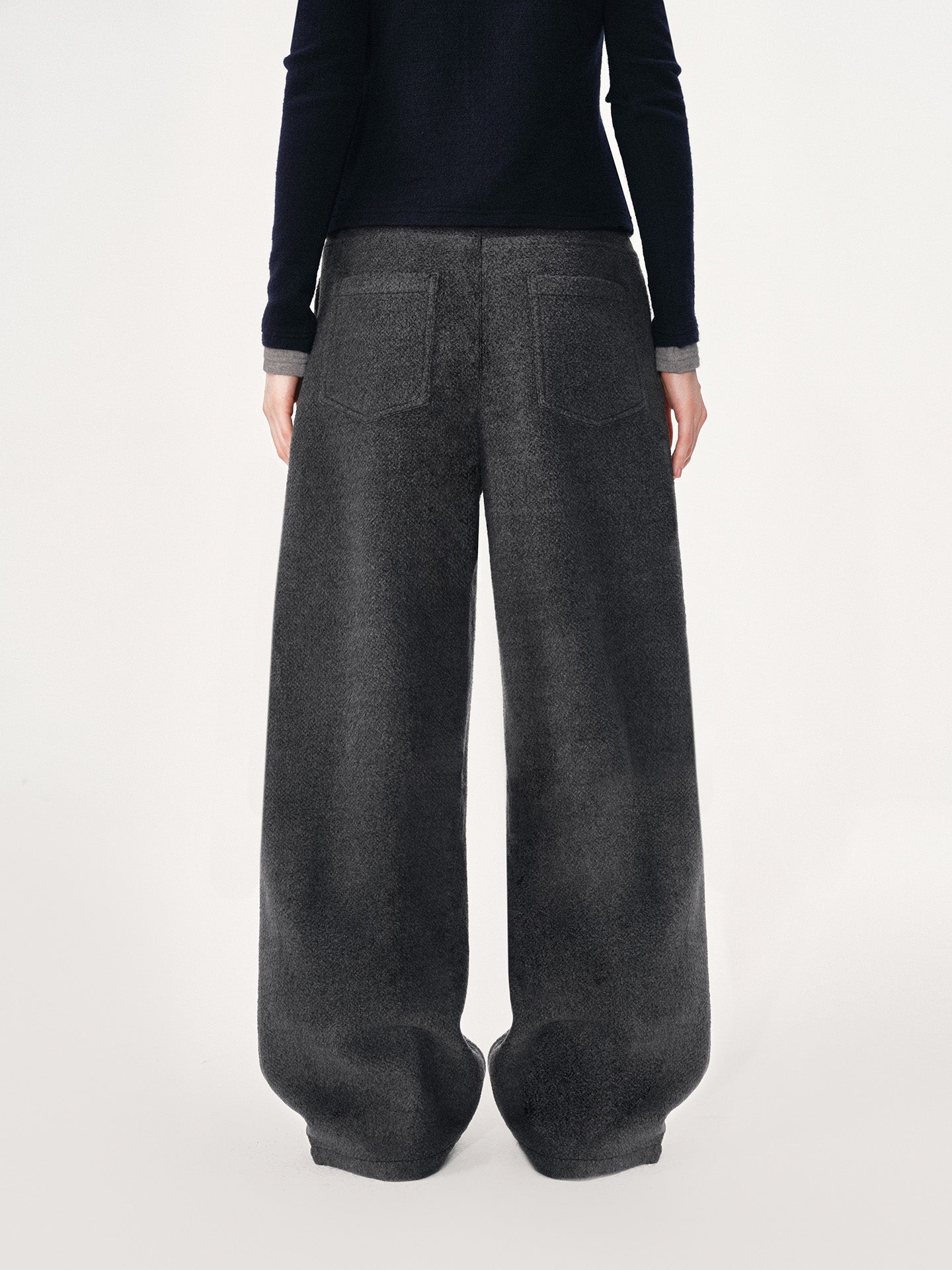 Wool-Blend Curved-Leg Pants
