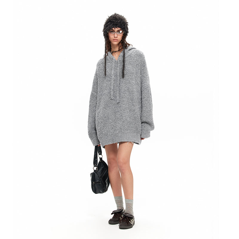 NUHT “Lazy Holiday” Oversize Hooded Sweater(Grey)