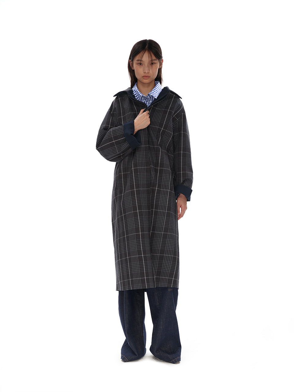 Reversible plaid coat