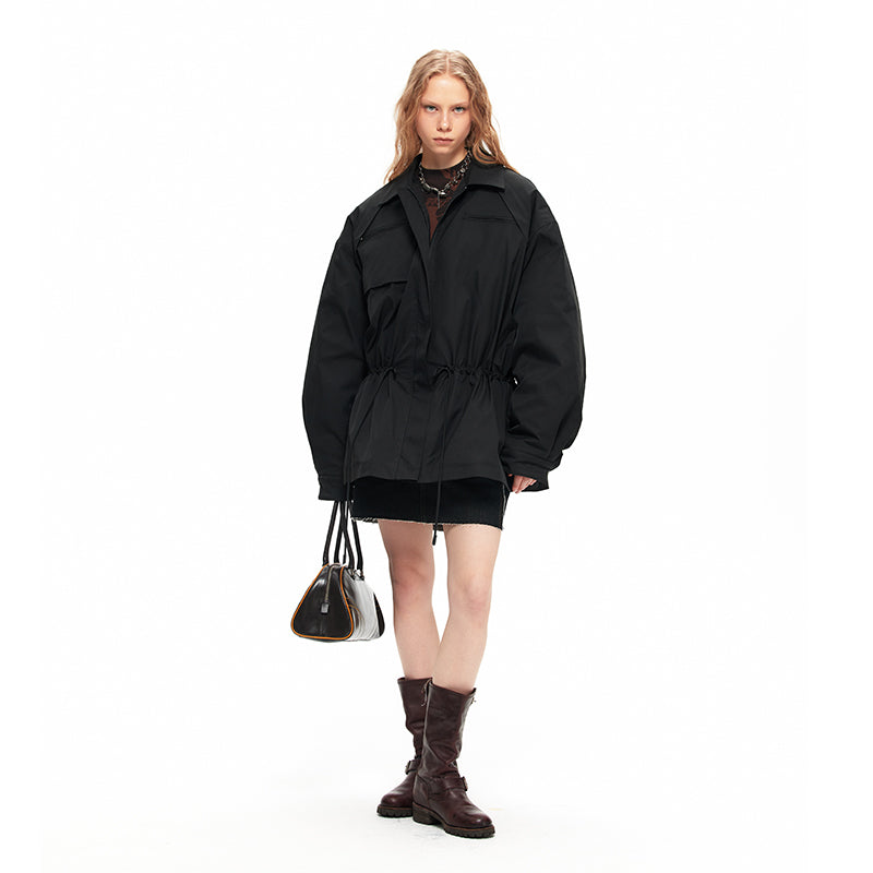 NUHT “Umbrella” Designer Silhouette Cotton-Padded Jacket(Black)