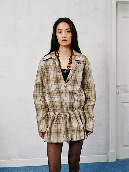 Check Shirt Minidress&Mini Shorts