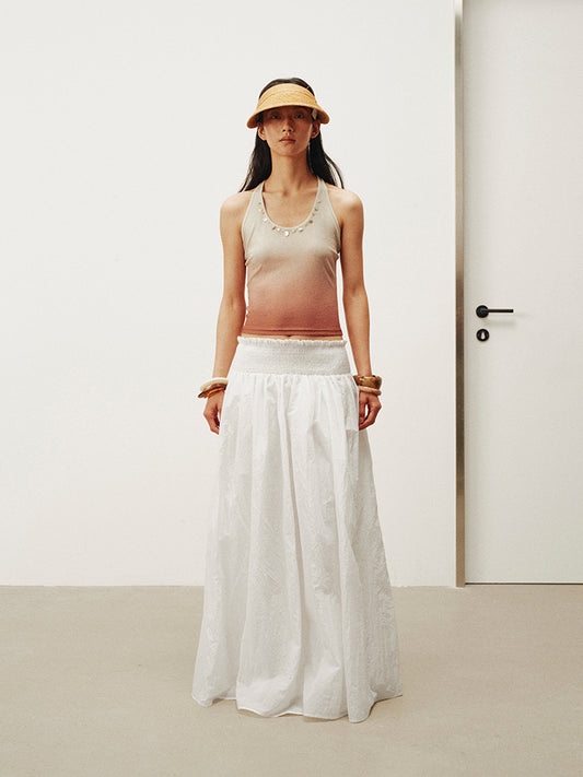 Stretch waist long skirt