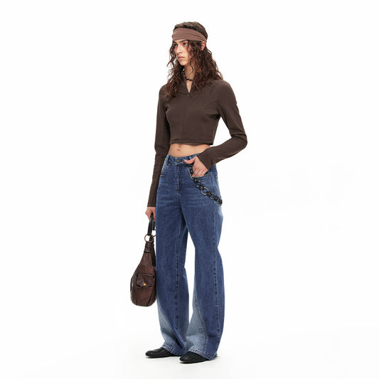 NUHT “Sideling GradientRamp” Patchwork Blue Jeans