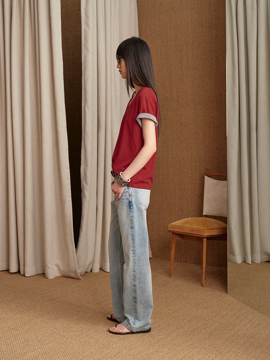 Double-side V-neck T-shirt