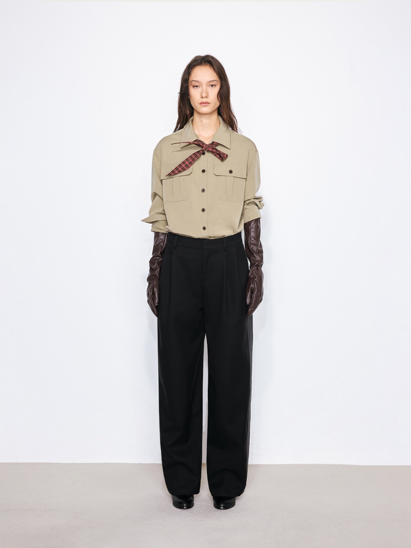 Work Shirt with Detachable Bow Tie
