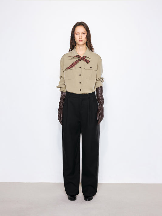 Work Shirt with Detachable Bow Tie