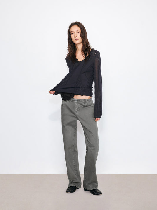 Hollow-Out Textured Knit Top