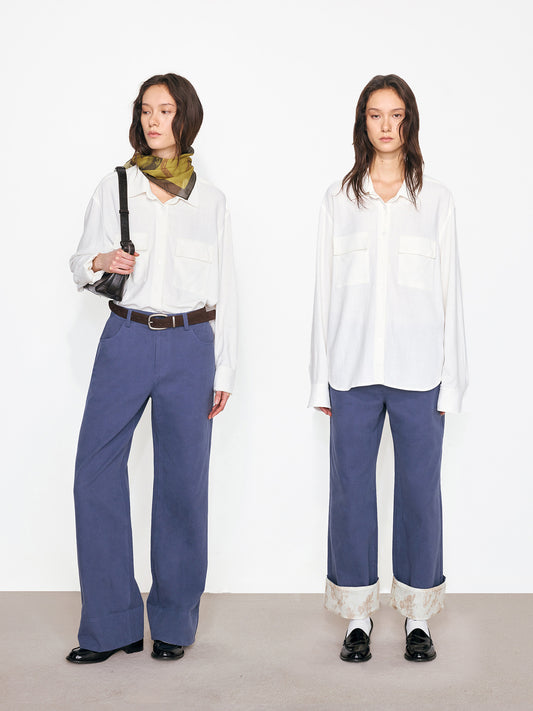 Printed Cargo Pants with Reversible Cuffs