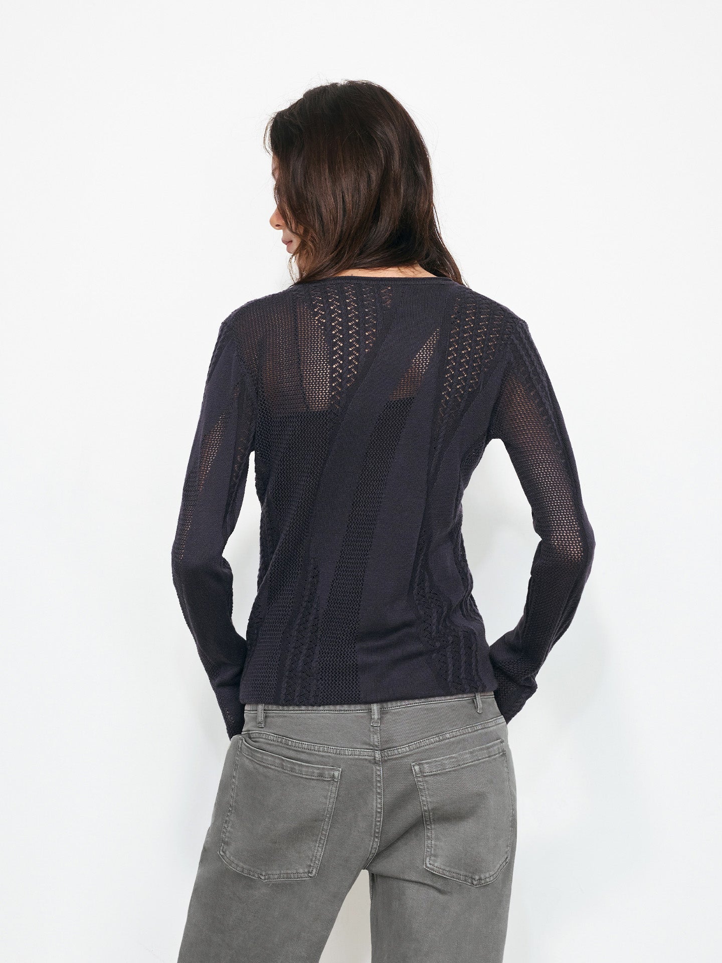 Hollow-Out Textured Knit Top