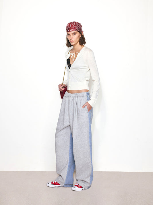 Deep V-Neck Tie Lightweight Knit Cardigan