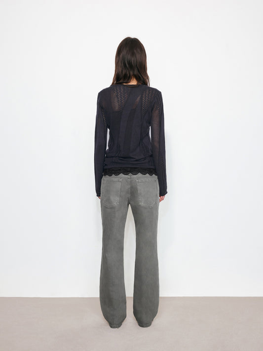 Hollow-Out Textured Knit Top